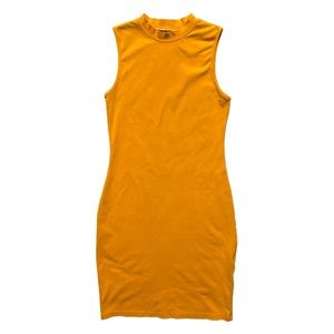 SHEIN “BASICS Cotton Neon Orange Mock-Neck Bodycon Dress”